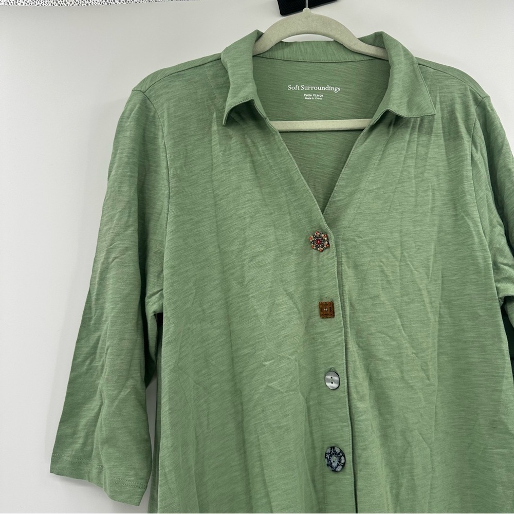 Soft Surroundings Danielle 3/4 Sleeve Maxi Dress in Sage Green Size XL P - Picture 6 of 6